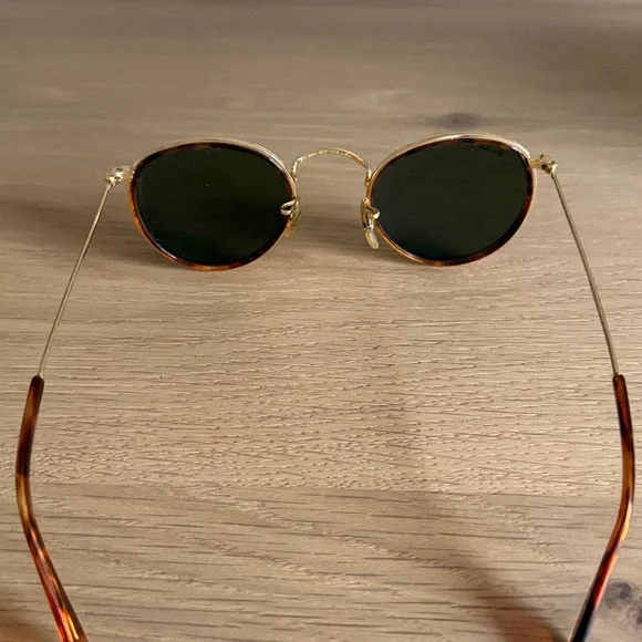 VINTAGE B&L RAY BAN SMALL ROUND METAL WITH TORTOISE W1675 TORTUGA SUNGLASSES - Picture 6 of 8